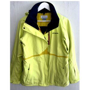 COLUMBIA Interchange Omin-Tech Yellow Full Zip Hooded Windbreaker Jacket Women L
